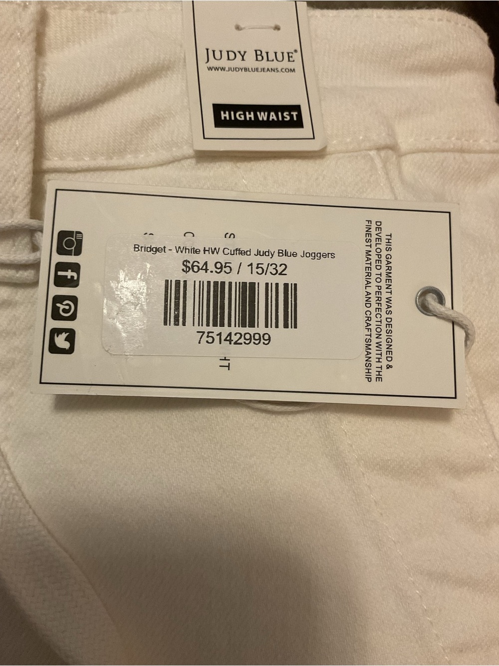Judy Blue Bridget HIGH RISE CUFFED
DENIM JOGGERS NWT Size 15/32 - Picture 14 of 16